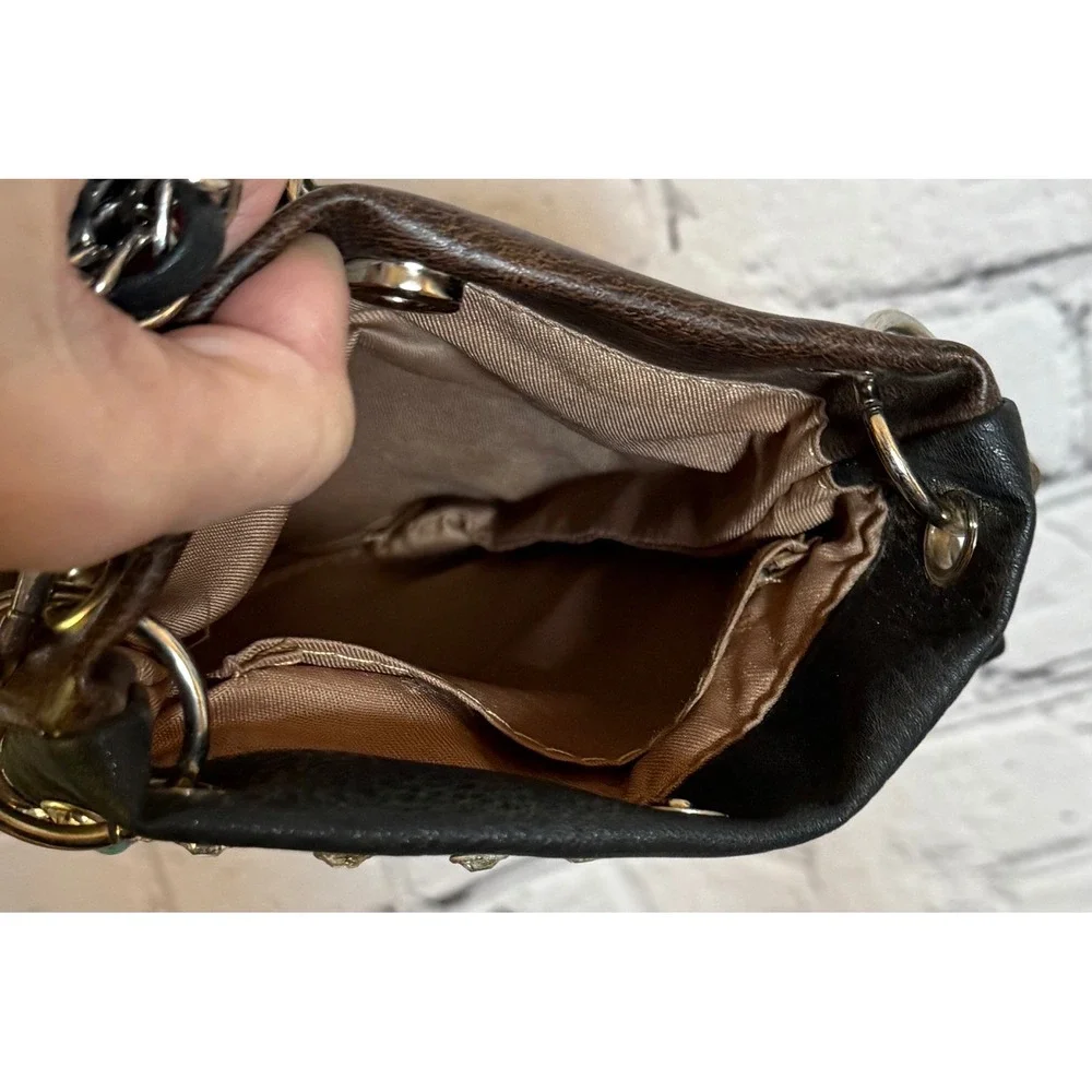 Western Dreamcatcher Embroidered Crossbody Bag Brown Black‎ Studded Rhinestone